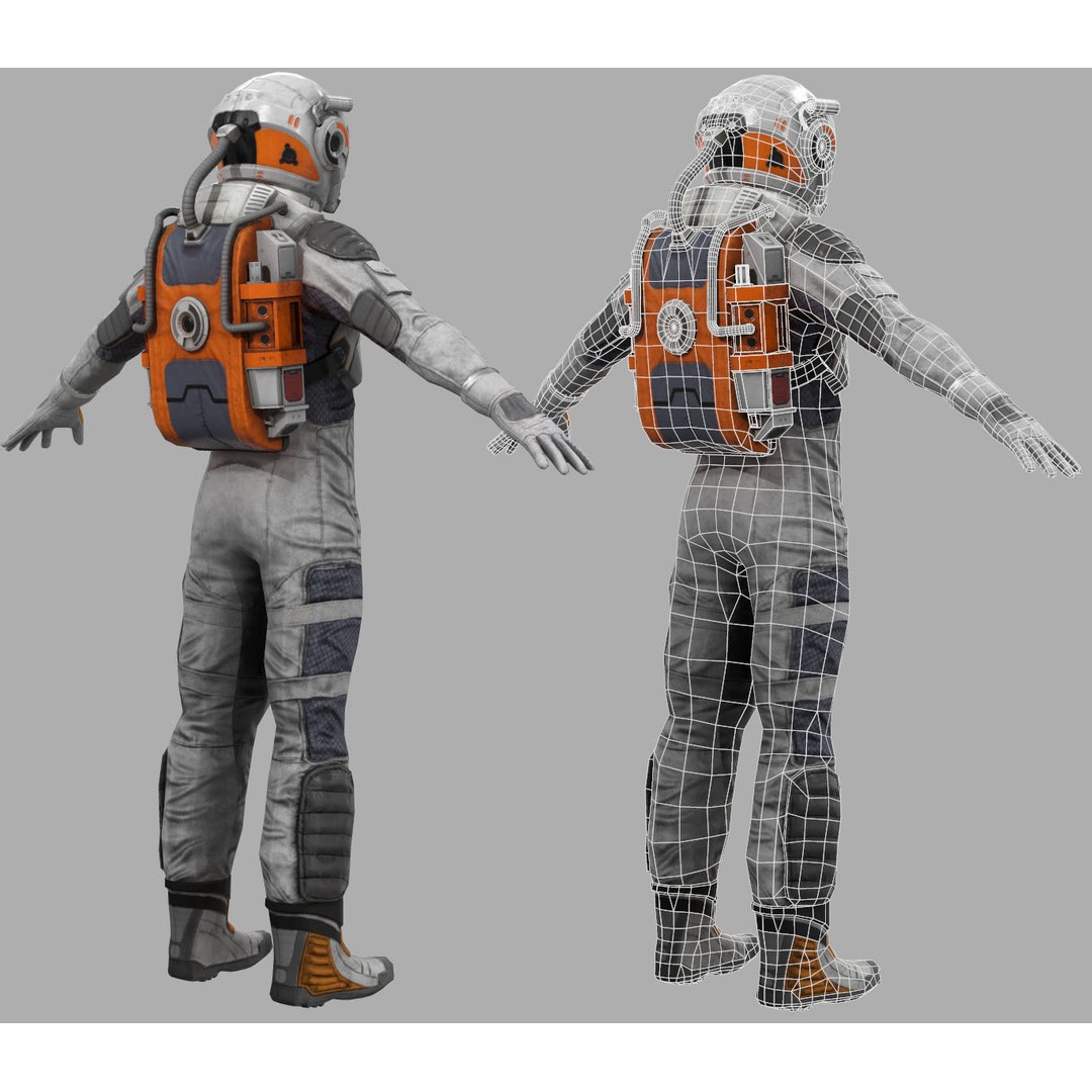 MX00 Male Space Suit 3D Model – Low Poly Game Ready, FBX, Rigged - View 7