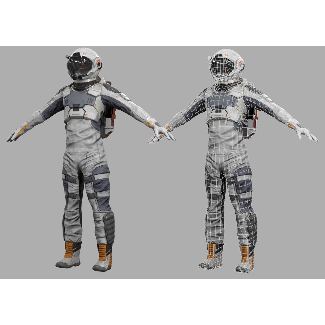 MX00 Male Space Suit 3D Model – Low Poly Game Ready, FBX, Rigged - View 8