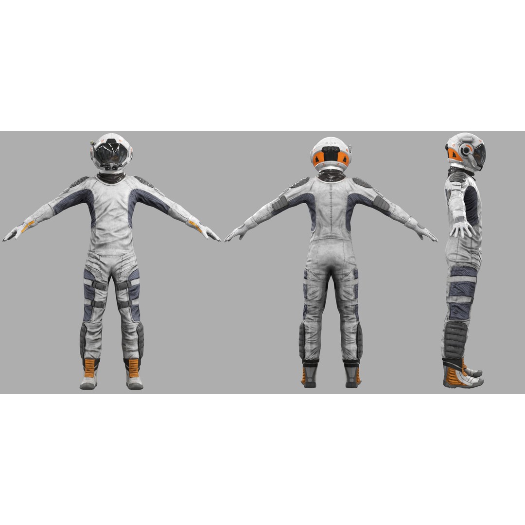 MX00 Male Space Suit 3D Model – Low Poly Game Ready, FBX, Rigged - View 9