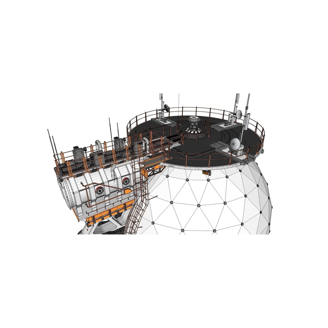 Sci-Fi Observation Post 3D Model – Detailed Exterior Design, FBX