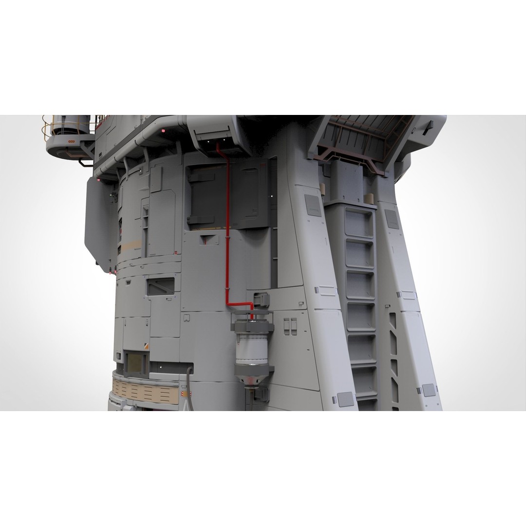 Sci-Fi Observation Post 3D Model – Detailed Exterior Design, FBX - View 16