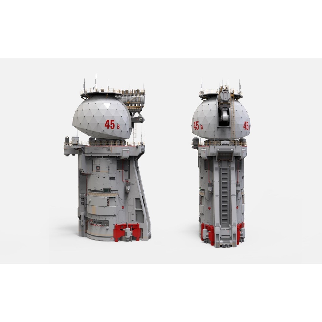 Sci-Fi Observation Post 3D Model – Detailed Exterior Design, FBX - View 3