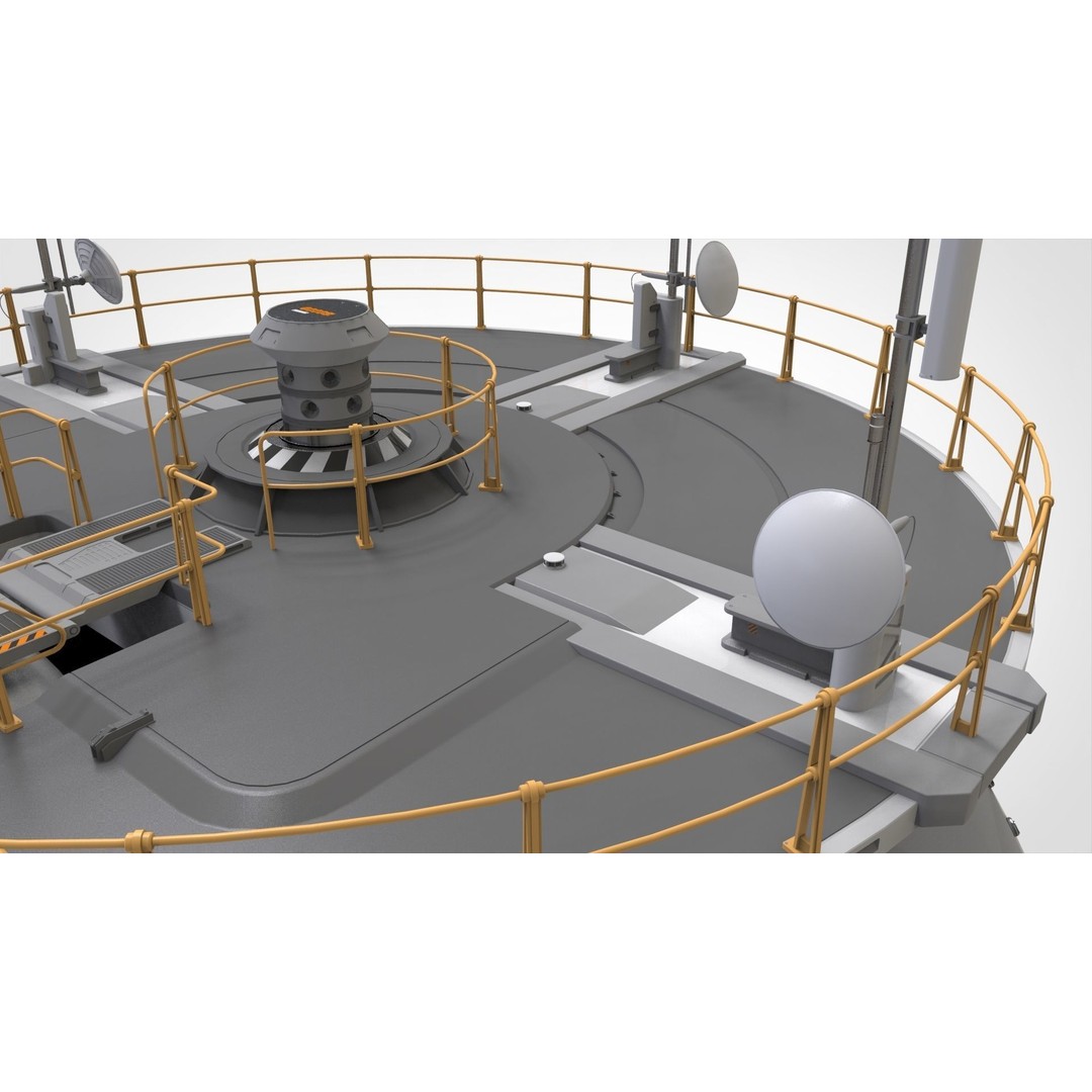 Sci-Fi Observation Post 3D Model – Detailed Exterior Design, FBX - View 34