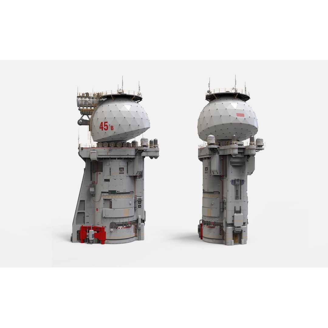 Sci-Fi Observation Post 3D Model – Detailed Exterior Design, FBX - View 4