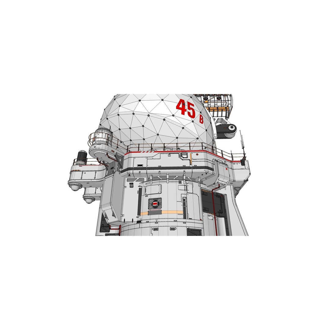 Sci-Fi Observation Post 3D Model – Detailed Exterior Design, FBX - View 48