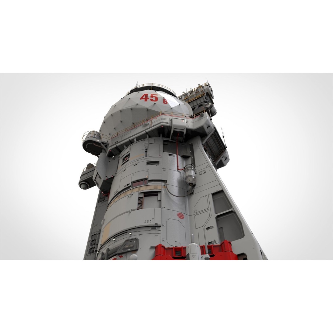 Sci-Fi Observation Post 3D Model – Detailed Exterior Design, FBX - View 5