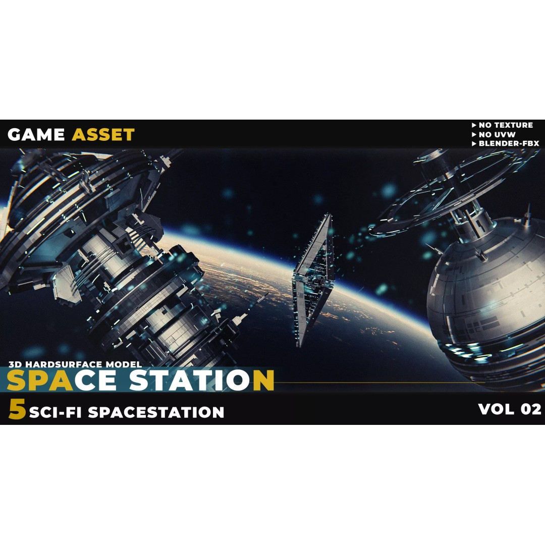 Sci-Fi Space Station 3D Model – Low Poly Game Asset, Blender, FBX - View 2