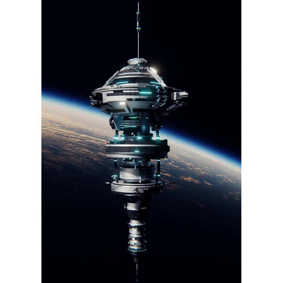 Sci-Fi Space Station 3D Model – Low Poly Game Asset, Blender, FBX - View 4