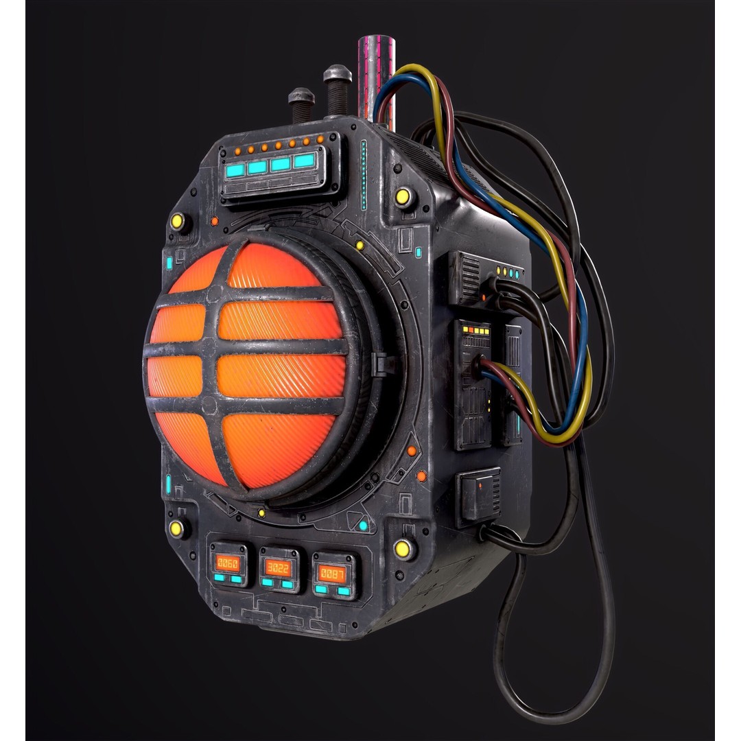 Sci-Fi Signal Light 3D Model – Low Poly PBR Lamp for Games - View 14