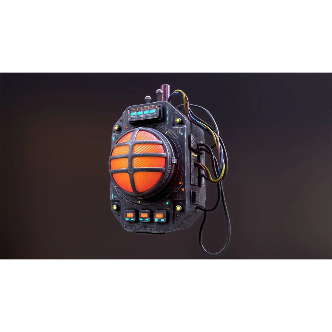 Sci-Fi Signal Light 3D Model – Low Poly PBR Lamp for Games - View 2