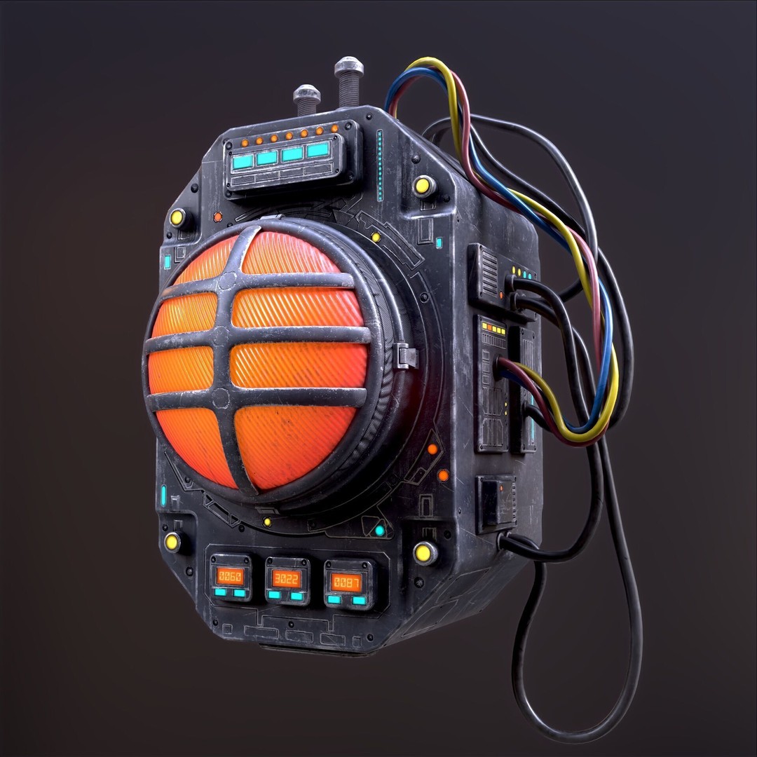 Sci-Fi Signal Light 3D Model – Low Poly PBR Lamp for Games - View 3