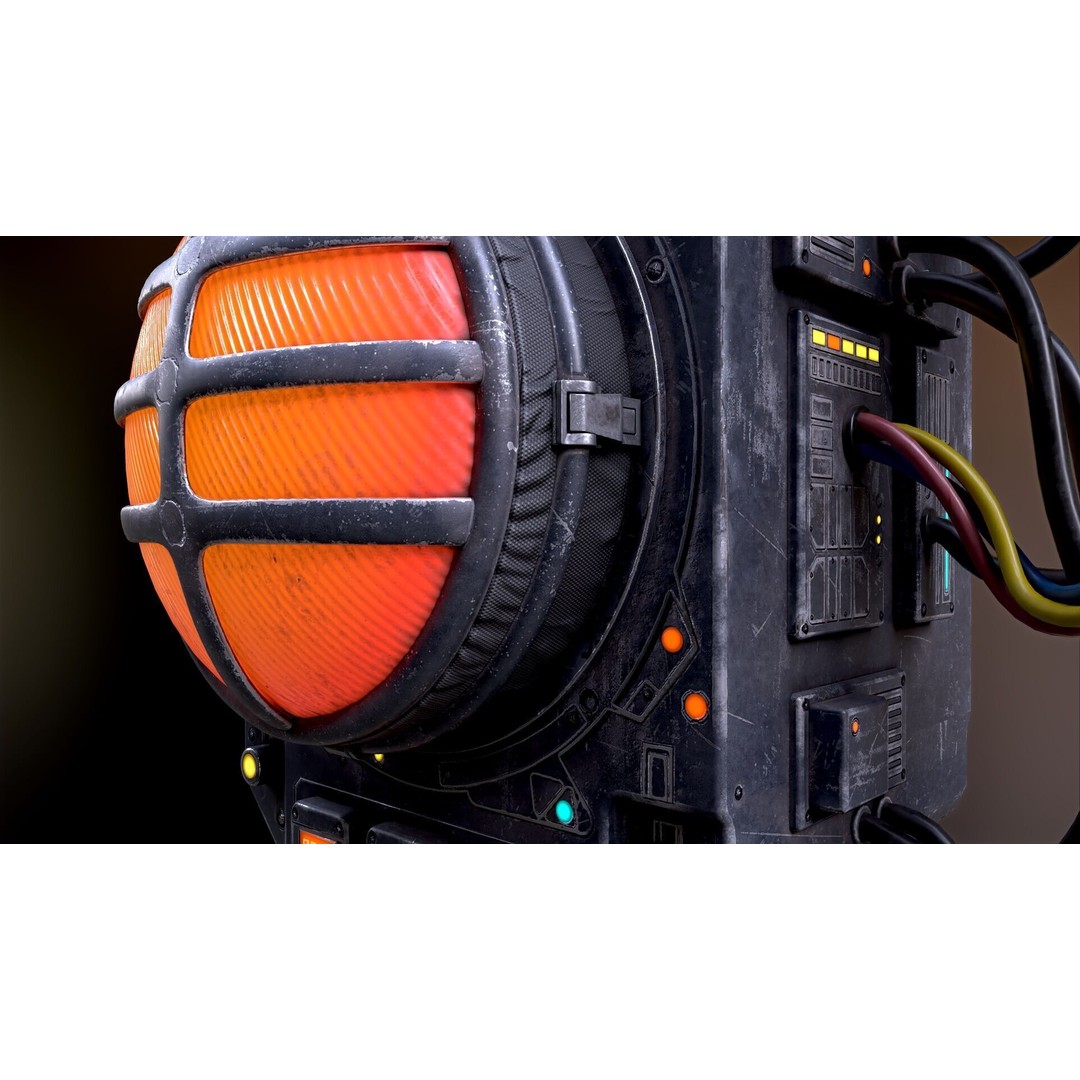 Sci-Fi Signal Light 3D Model – Low Poly PBR Lamp for Games - View 34
