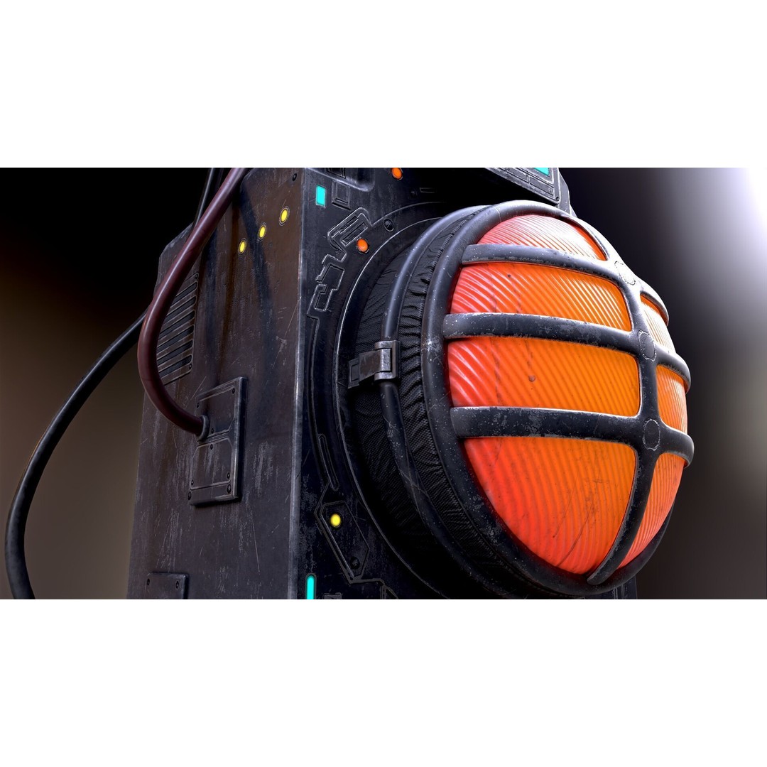 Sci-Fi Signal Light 3D Model – Low Poly PBR Lamp for Games - View 35