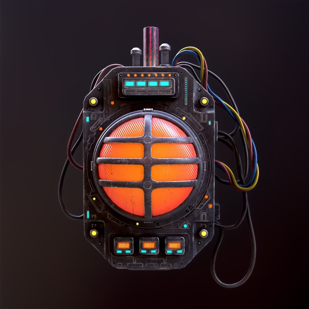 Sci-Fi Signal Light 3D Model – Low Poly PBR Lamp for Games - View 4