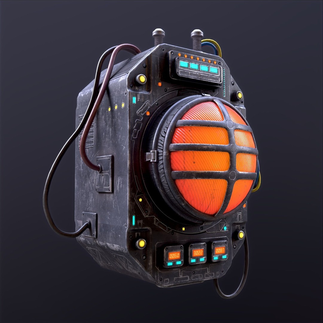 Sci-Fi Signal Light 3D Model – Low Poly PBR Lamp for Games - View 5