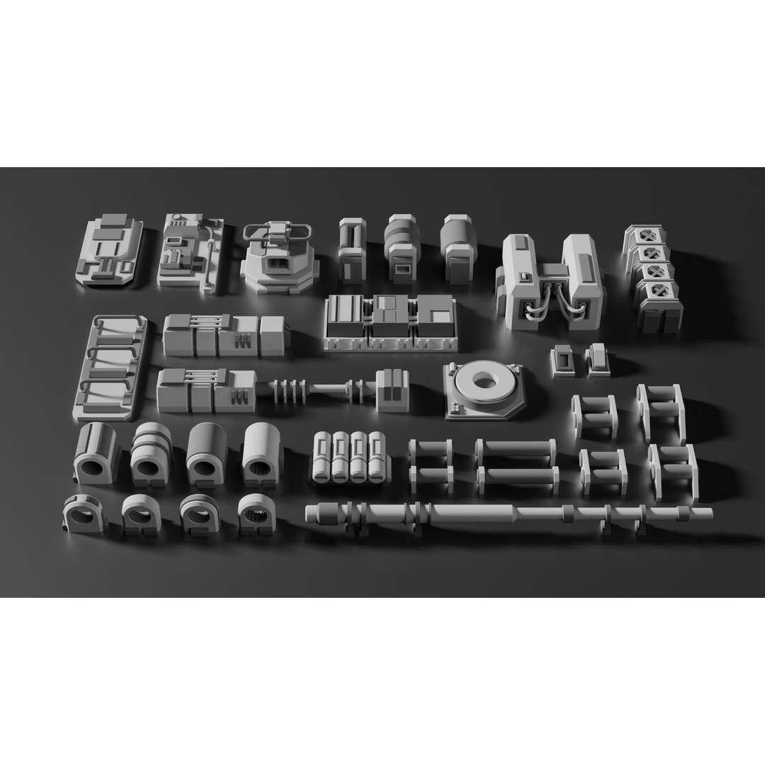 Sci-Fi Greebles Pack 4 3D Model – 100+ PBR Greebles for Blender, FBX, OBJ - View 5