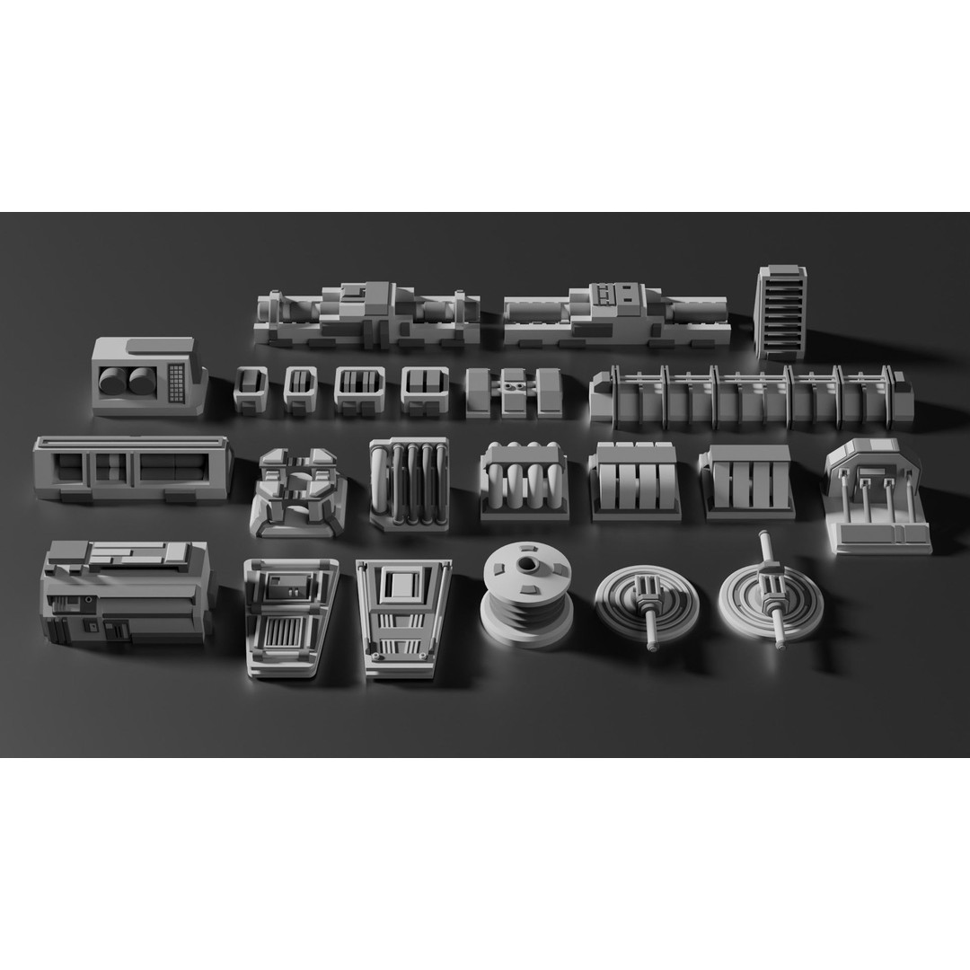Sci-Fi Greebles Pack 4 3D Model – 100+ PBR Greebles for Blender, FBX, OBJ - View 6