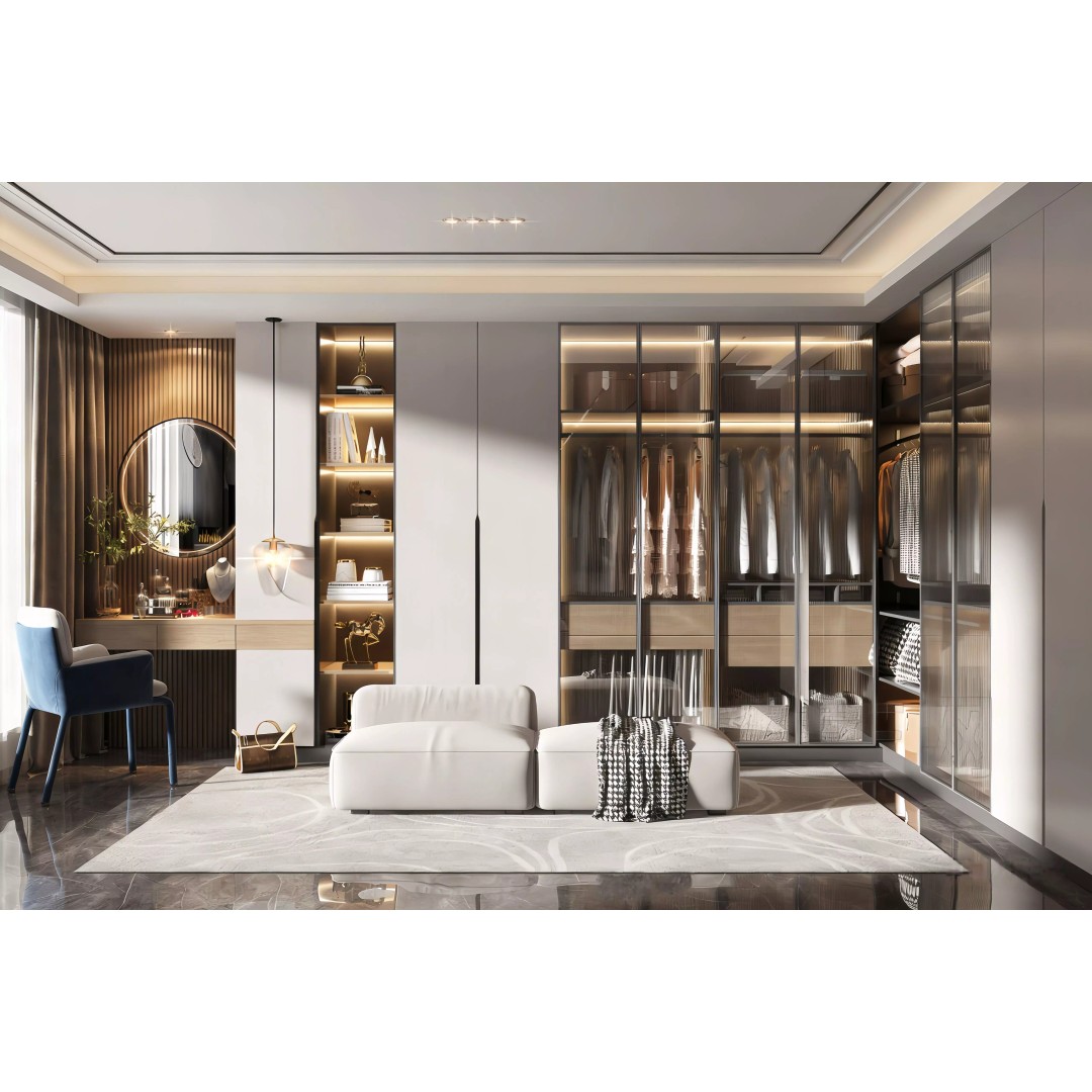 Modern Cloakroom 3D Model – Italian Minimalist Walk-In Closet, PBR - View 2
