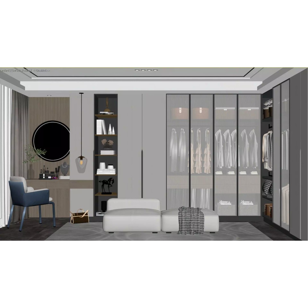 Modern Cloakroom 3D Model – Italian Minimalist Walk-In Closet, PBR - View 3