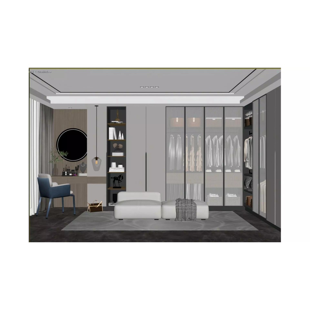 Modern Cloakroom 3D Model – Italian Minimalist Walk-In Closet, PBR - View 4