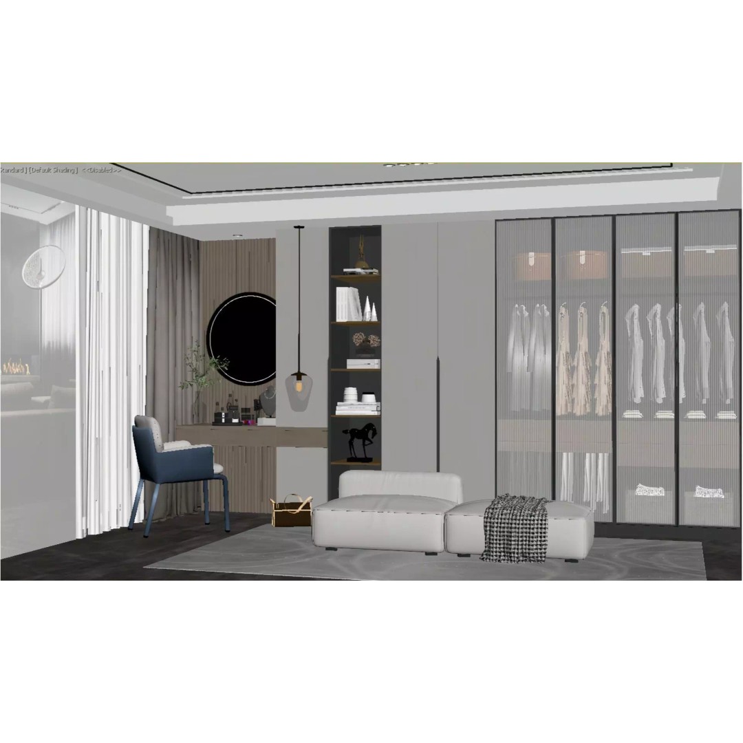 Modern Cloakroom 3D Model – Italian Minimalist Walk-In Closet, PBR - View 5