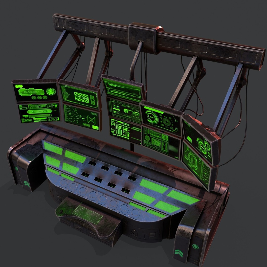 Sci-Fi Console Computer 3D Model – Low Poly Game Asset, FBX, Blender - View 10