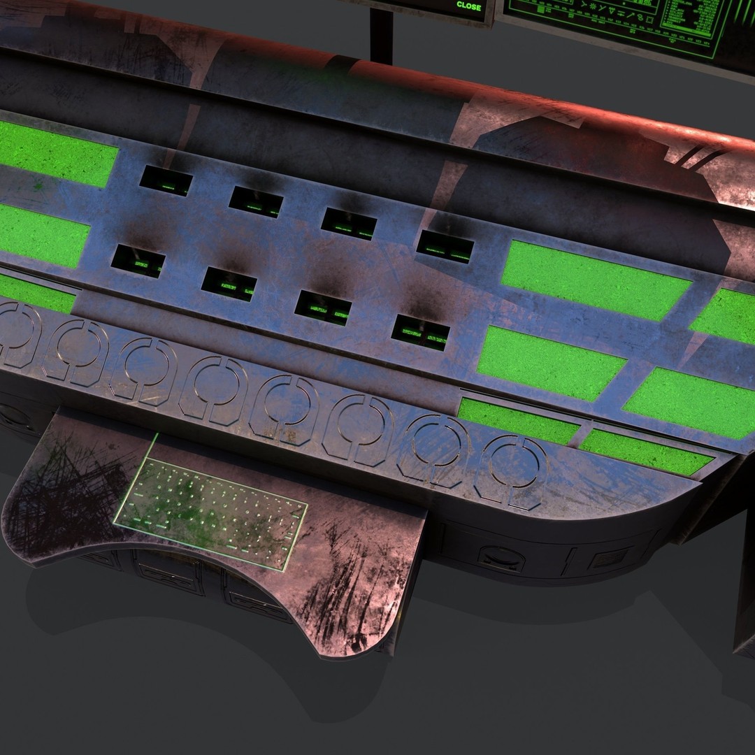 Sci-Fi Console Computer 3D Model – Low Poly Game Asset, FBX, Blender - View 11
