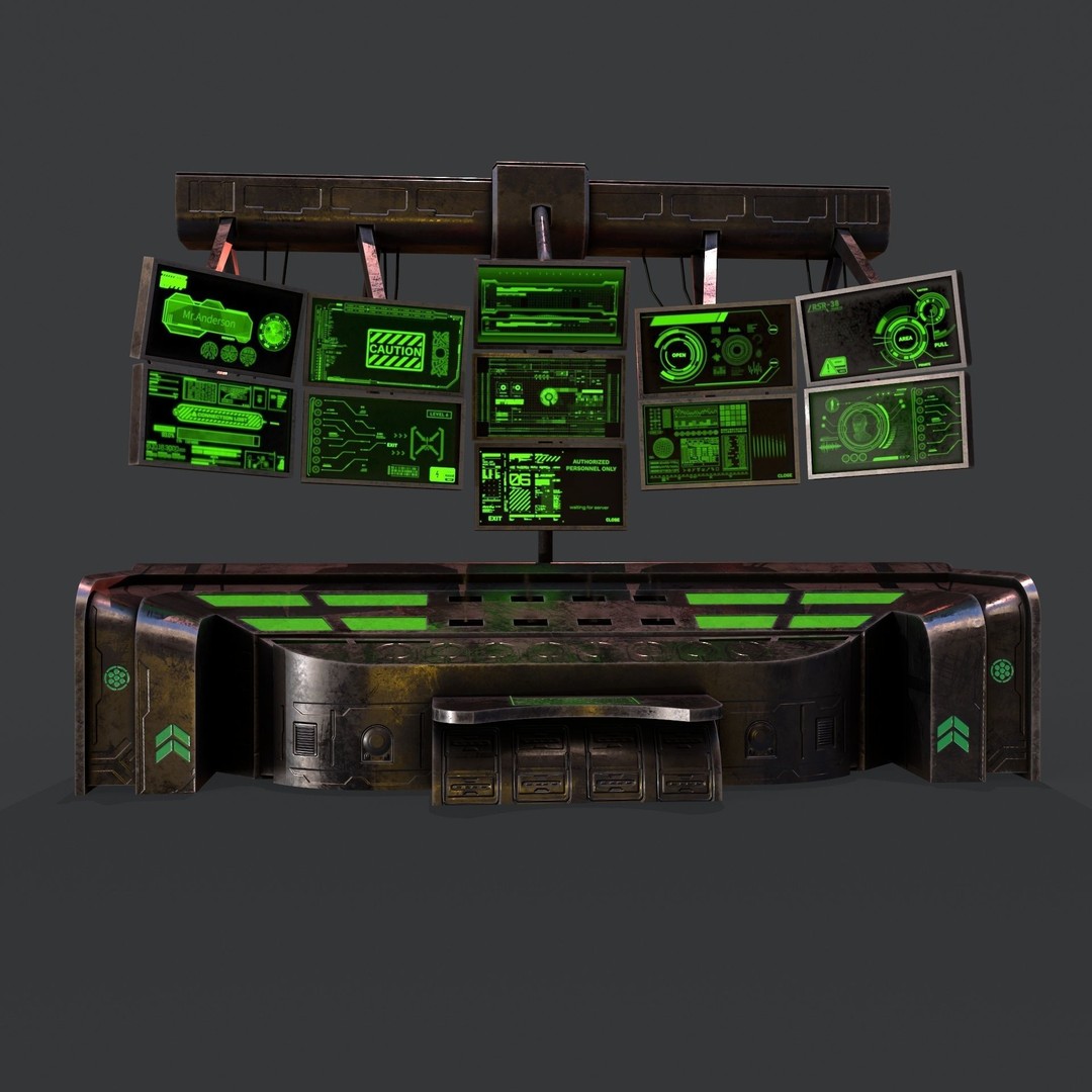 Sci-Fi Console Computer 3D Model – Low Poly Game Asset, FBX, Blender - View 12