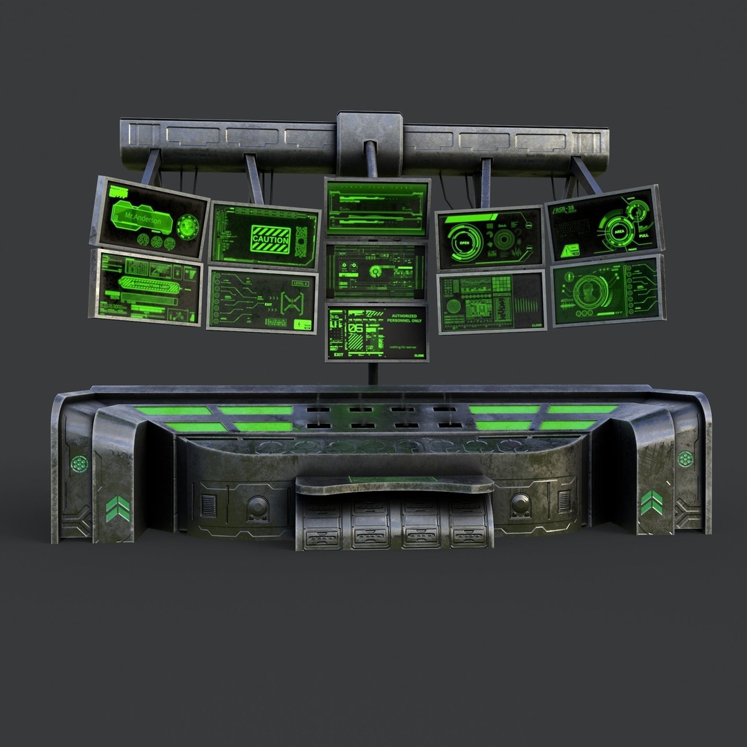 Sci-Fi Console Computer 3D Model – Low Poly Game Asset, FBX, Blender - View 13
