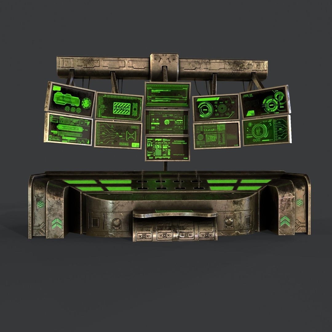 Sci-Fi Console Computer 3D Model – Low Poly Game Asset, FBX, Blender - View 14