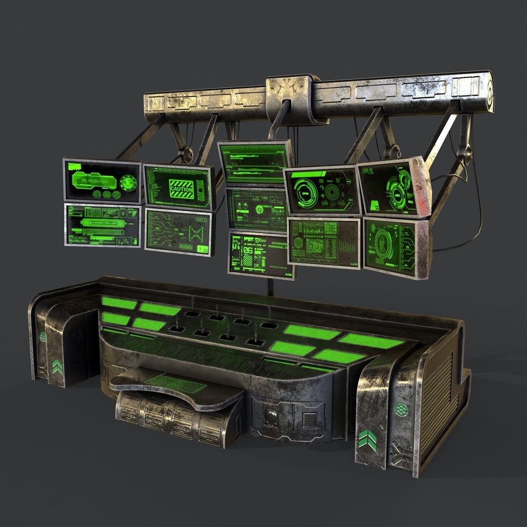 Sci-Fi Console Computer 3D Model – Low Poly Game Asset, FBX, Blender - View 15