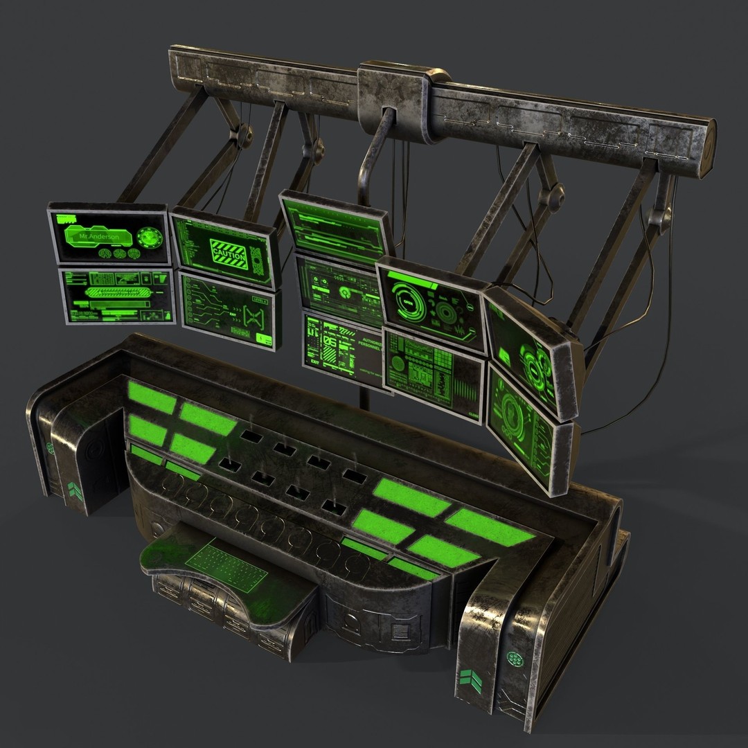 Sci-Fi Console Computer 3D Model – Low Poly Game Asset, FBX, Blender - View 16