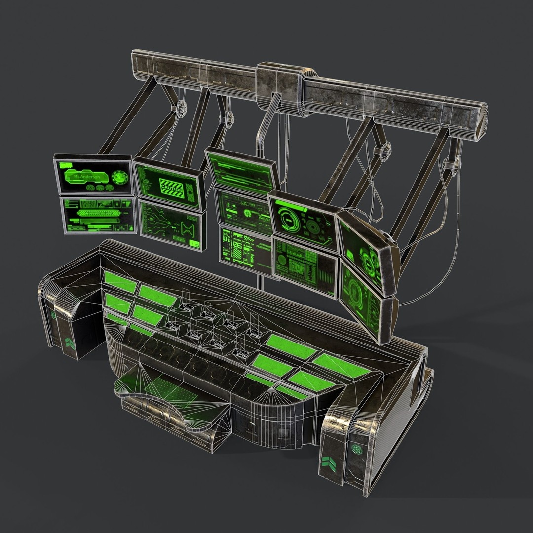 Sci-Fi Console Computer 3D Model – Low Poly Game Asset, FBX, Blender - View 17