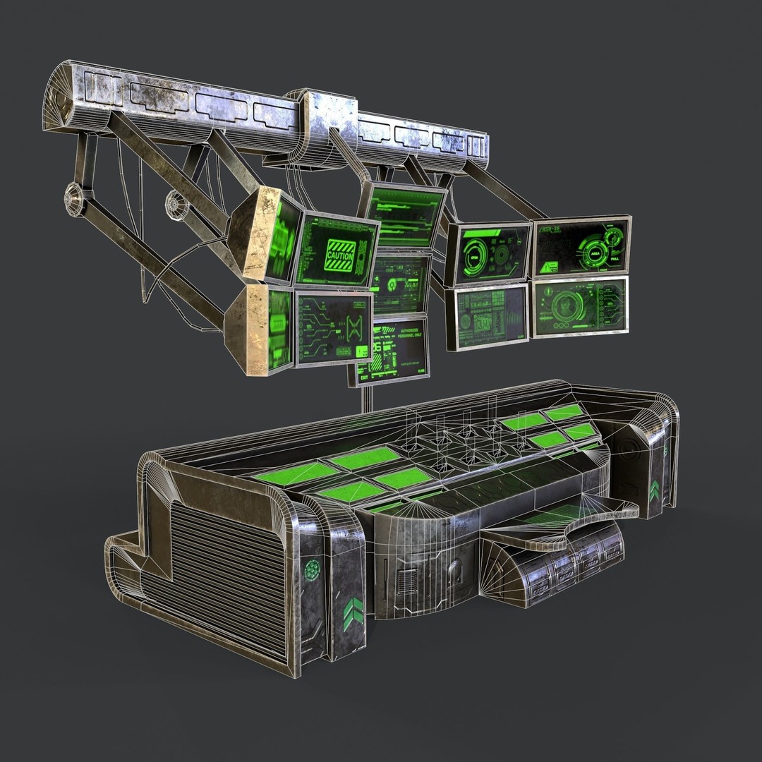 Sci-Fi Console Computer 3D Model – Low Poly Game Asset, FBX, Blender - View 18