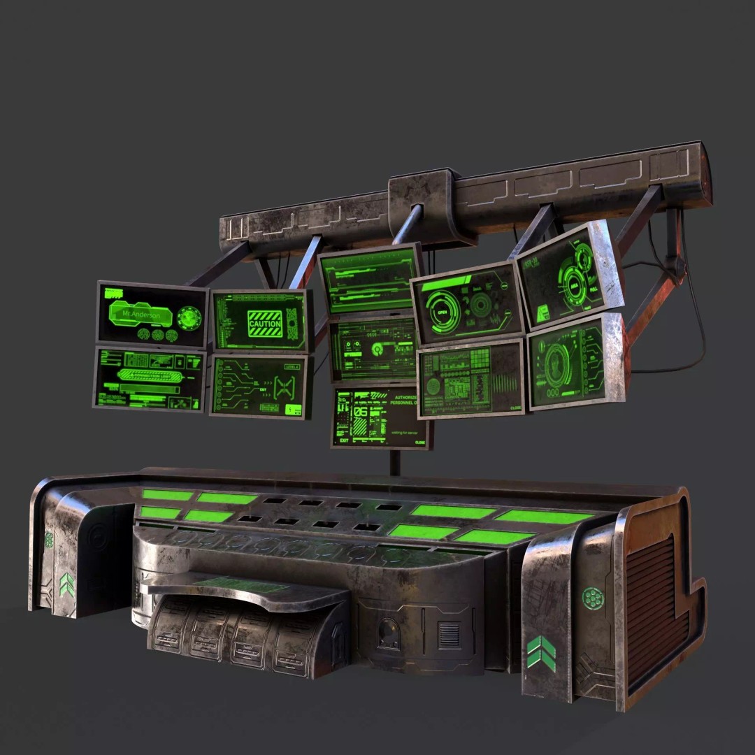 Sci-Fi Console Computer 3D Model – Low Poly Game Asset, FBX, Blender - View 2