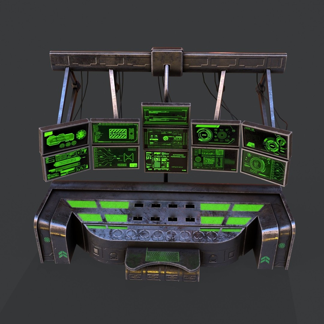 Sci-Fi Console Computer 3D Model – Low Poly Game Asset, FBX, Blender - View 3