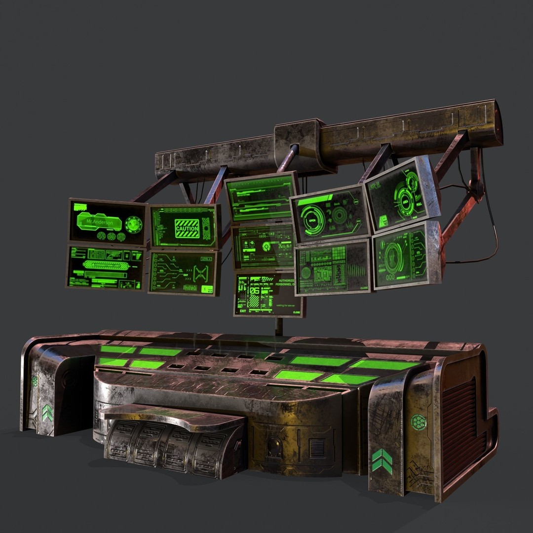 Sci-Fi Console Computer 3D Model – Low Poly Game Asset, FBX, Blender - View 4