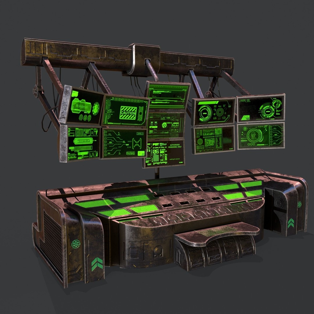 Sci-Fi Console Computer 3D Model – Low Poly Game Asset, FBX, Blender - View 5