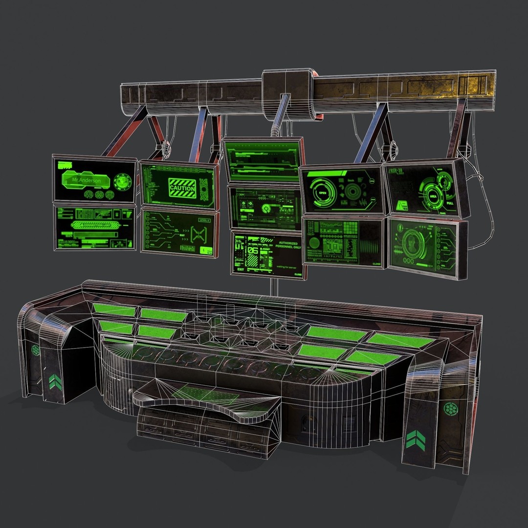 Sci-Fi Console Computer 3D Model – Low Poly Game Asset, FBX, Blender - View 7