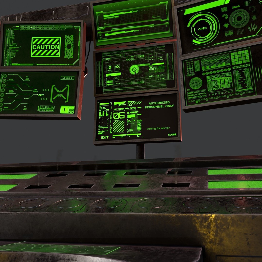 Sci-Fi Console Computer 3D Model – Low Poly Game Asset, FBX, Blender - View 8