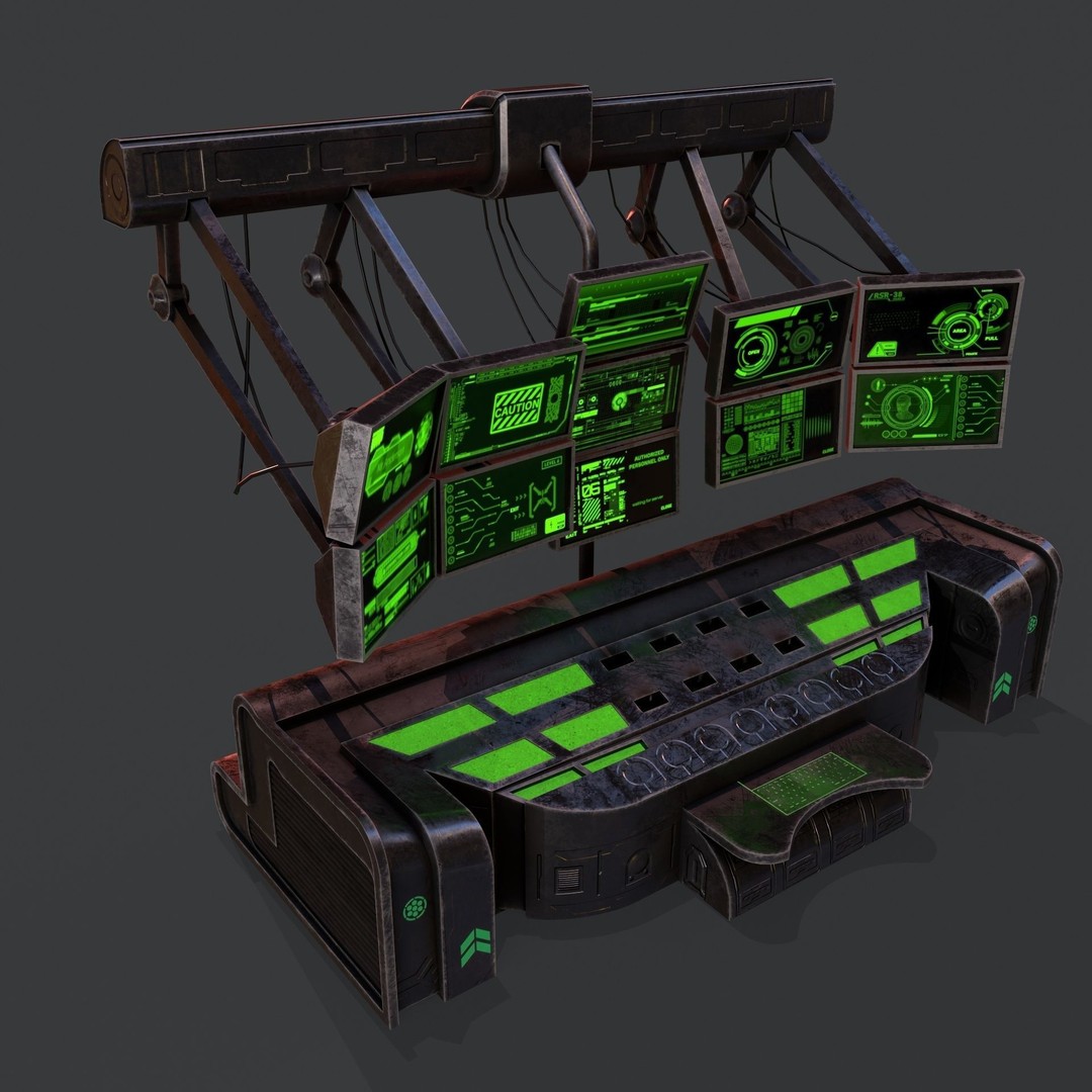 Sci-Fi Console Computer 3D Model – Low Poly Game Asset, FBX, Blender - View 9