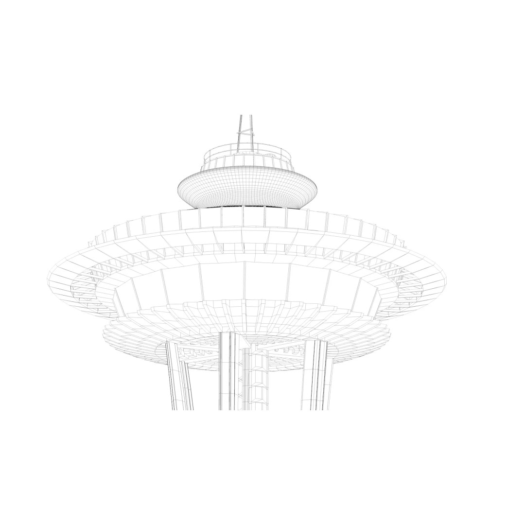 Space Needle 3D Model – Detailed Landmark Asset for Archviz, FBX, Blender