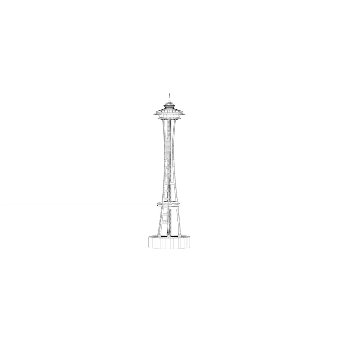 Space Needle 3D Model – Detailed Landmark Asset for Archviz, FBX, Blender - View 10
