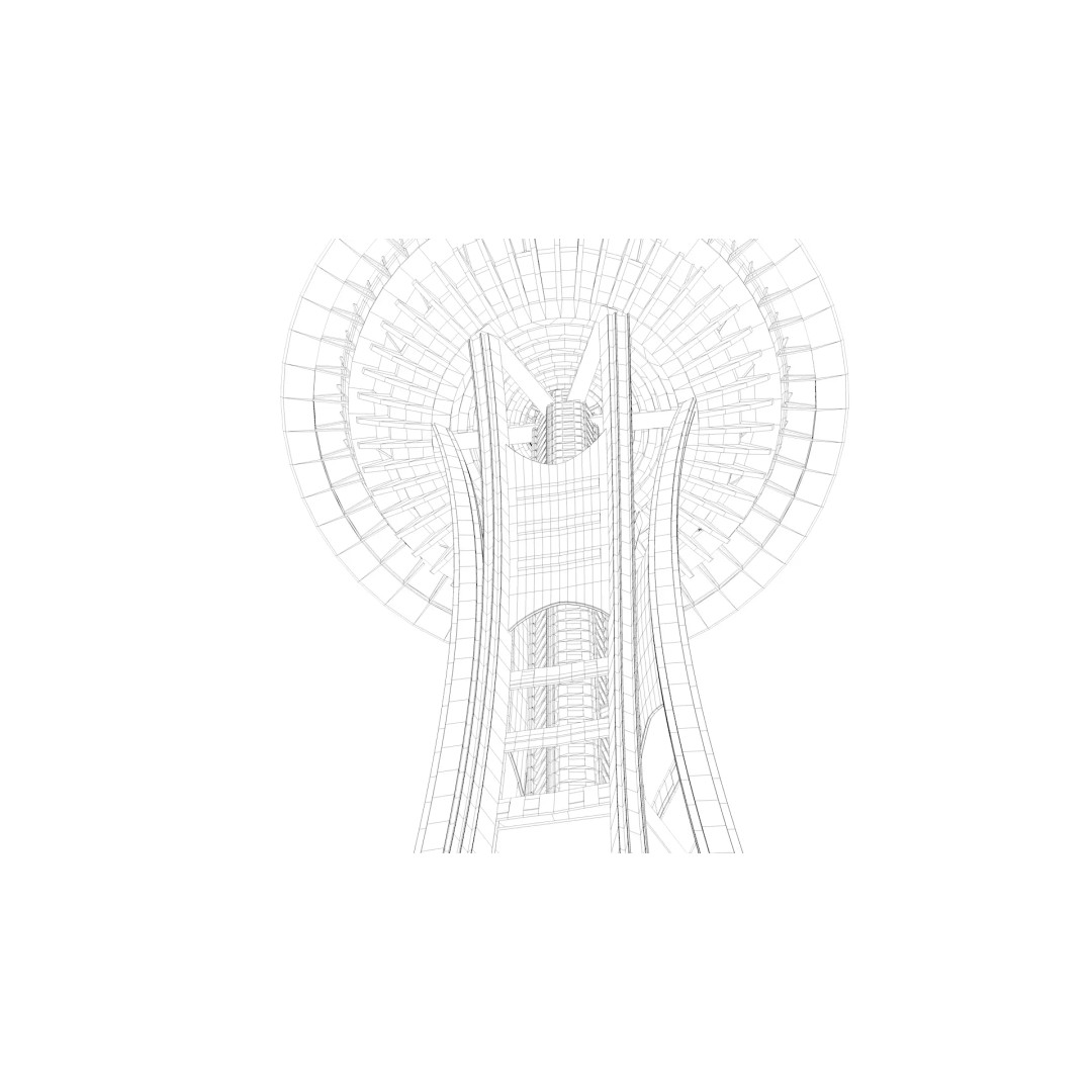 Space Needle 3D Model – Detailed Landmark Asset for Archviz, FBX, Blender - View 11