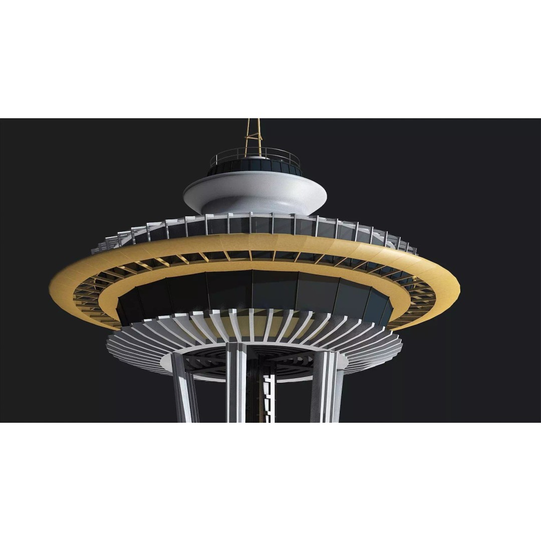 Space Needle 3D Model – Detailed Landmark Asset for Archviz, FBX, Blender - View 4