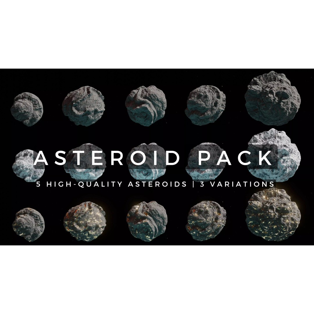 Asteroid Pack 3D Model – Low Poly Game Ready Asteroids, FBX - View 3