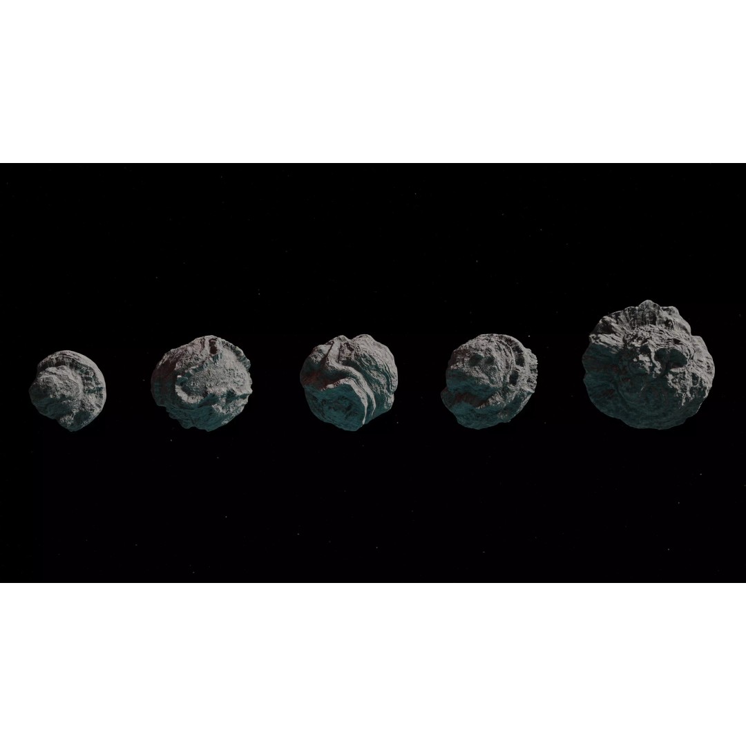 Asteroid Pack 3D Model – Low Poly Game Ready Asteroids, FBX - View 4