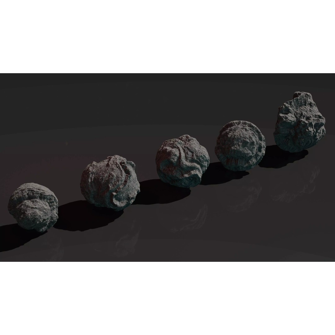Asteroid Pack 3D Model – Low Poly Game Ready Asteroids, FBX - View 7