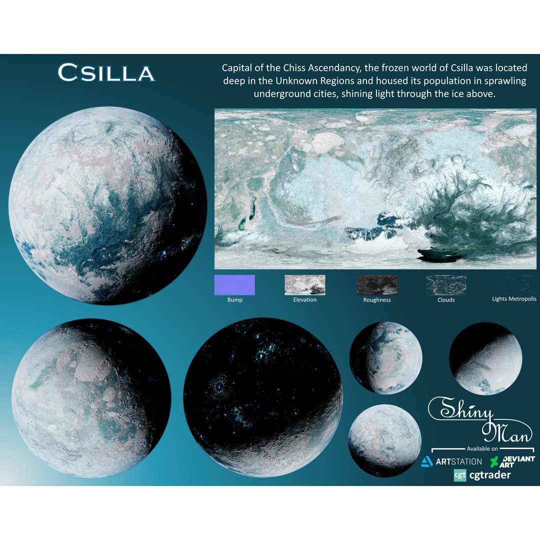 Csilla 3D Model – High-Resolution Star Wars Planet Texture, PBR - View 3