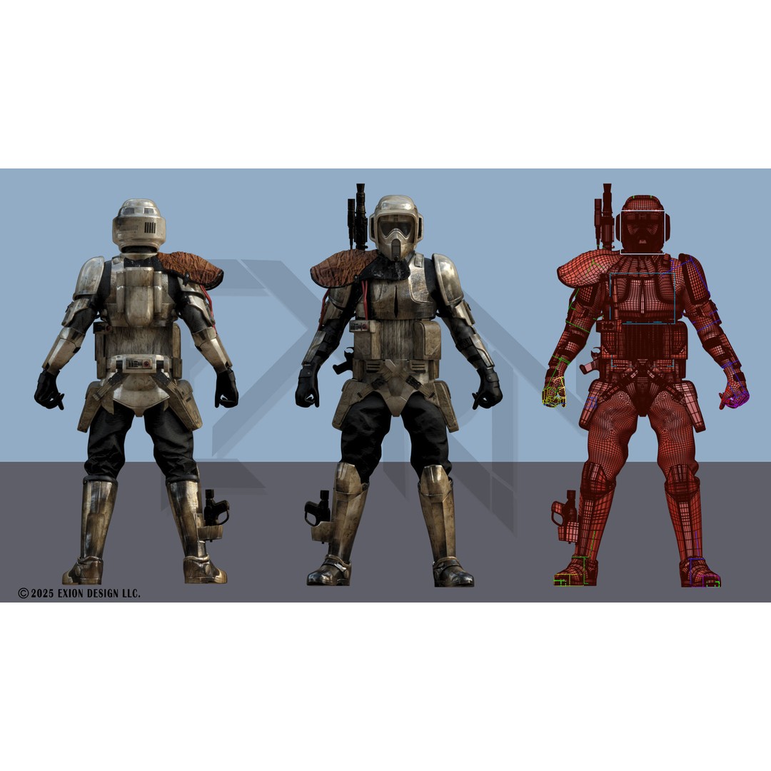 Scout Trooper Commander 3D Model – Semi-Rigged PBR Character, FBX, Blender - View 13
